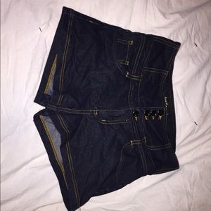 High waisted blue jean shorts